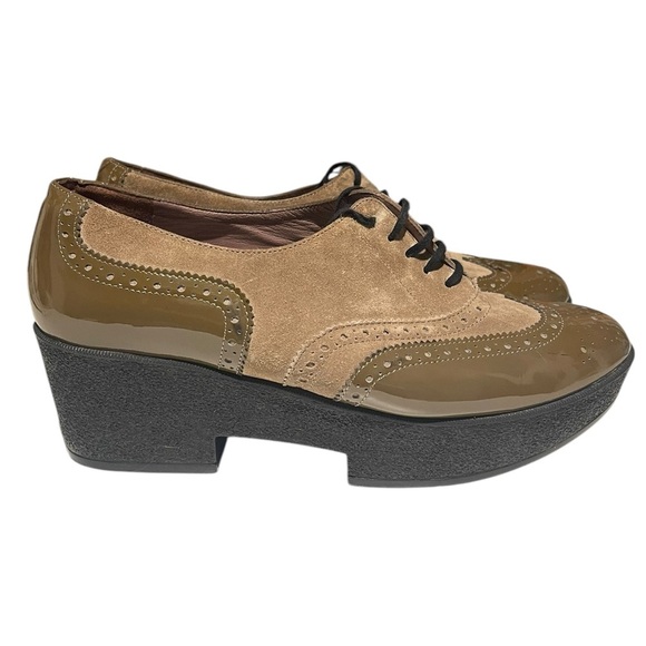 Robert Clergerie Shoes - Robert Clergerie lace up platform oxfords leather 9 1/2 green and tan